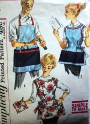 3206  SIMPLICITY '64 MS FULL TIED POCKET APRON, POTHOLDER PATTERN 10-20 3 SIZES choice